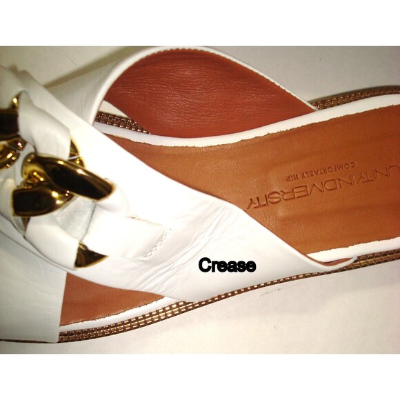 New Womens Unity.In. Diversity Leather Chain Slide Sandals Talia White Gold 10 - Picture 6 of 12